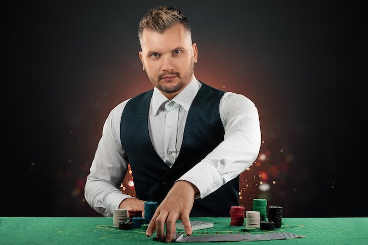 onic Three Card Poker live table with dealer and player cards visible